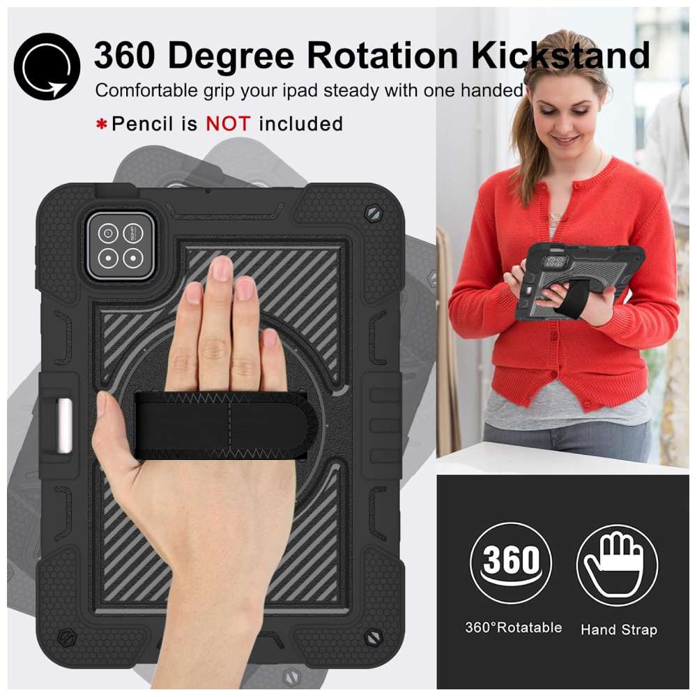 FUNDA RESISTENTE PARA XIAOMI PAD 7/7 PRO 11.2", SOPORTE LÁPIZ S PEN Y CORREA DE MANO (NEGRO) - Image 3