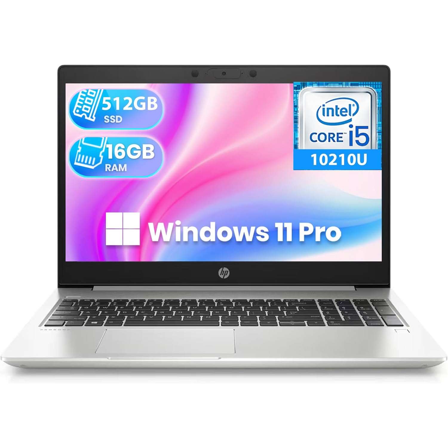 HP PORTÁTIL PROBOOK 450 G7 LAPTOP, HD DE 15,6 PULGADAS, INTEL CORE I5-10210U 4 NÚCLEOS, 16GB DE RAM, 512GB SSD, HDMI, USB-C, CÁMARA WEB, WINDOWS 11 PRO (RENOVADO)