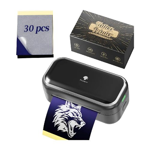 IMPRESORA DE TATUAJES BLUETOOTH PHOMEMO TP31, GRIS, 203DPI, INCLUYE 30 HOJAS