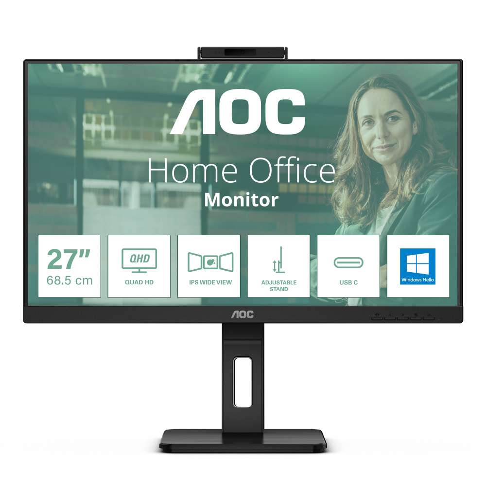MONITOR AOC Q27P3CW LED 27", 2560X1440 QUAD HD, IPS, 350 NITS, SRGB 117%, 75HZ, HDMI/DISPLAYPORT, BOCINAS INTEGRADAS, NEGRO, Q27P3CW