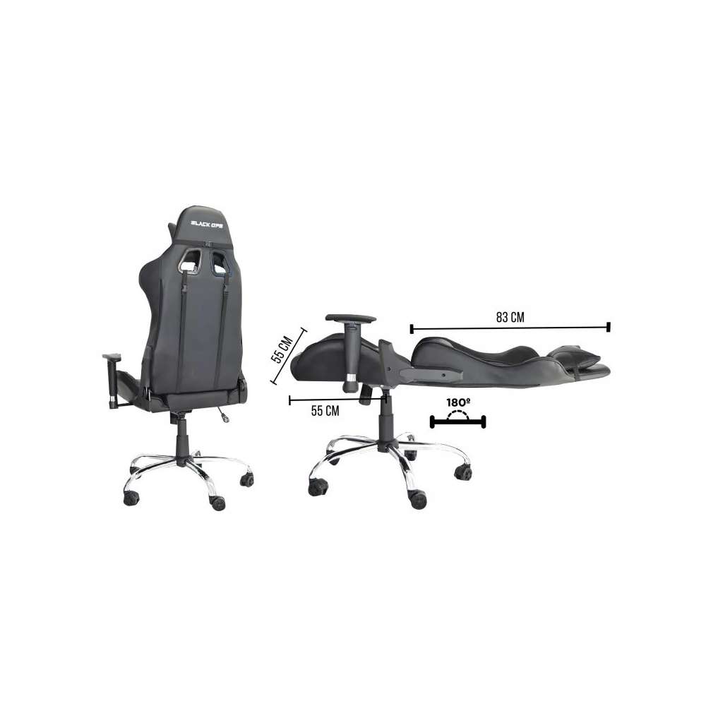 SILLA GAMER NACEB BLACK OPS, HASTA 140KG, NEGRO, NA-0914 - Image 3