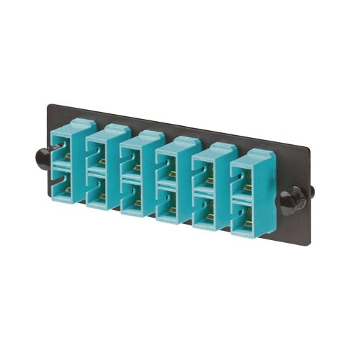 PLACA ACOPLADORA FIBRA OPTICA PANDUIT PANEL DE 6 ADAPTADORES DE FIBRA ÓPTICA SC DÚPLEX MULTIMODO OM3/OM4 (12 FIBRAS), AZUL, FAP6WAQDSCZ