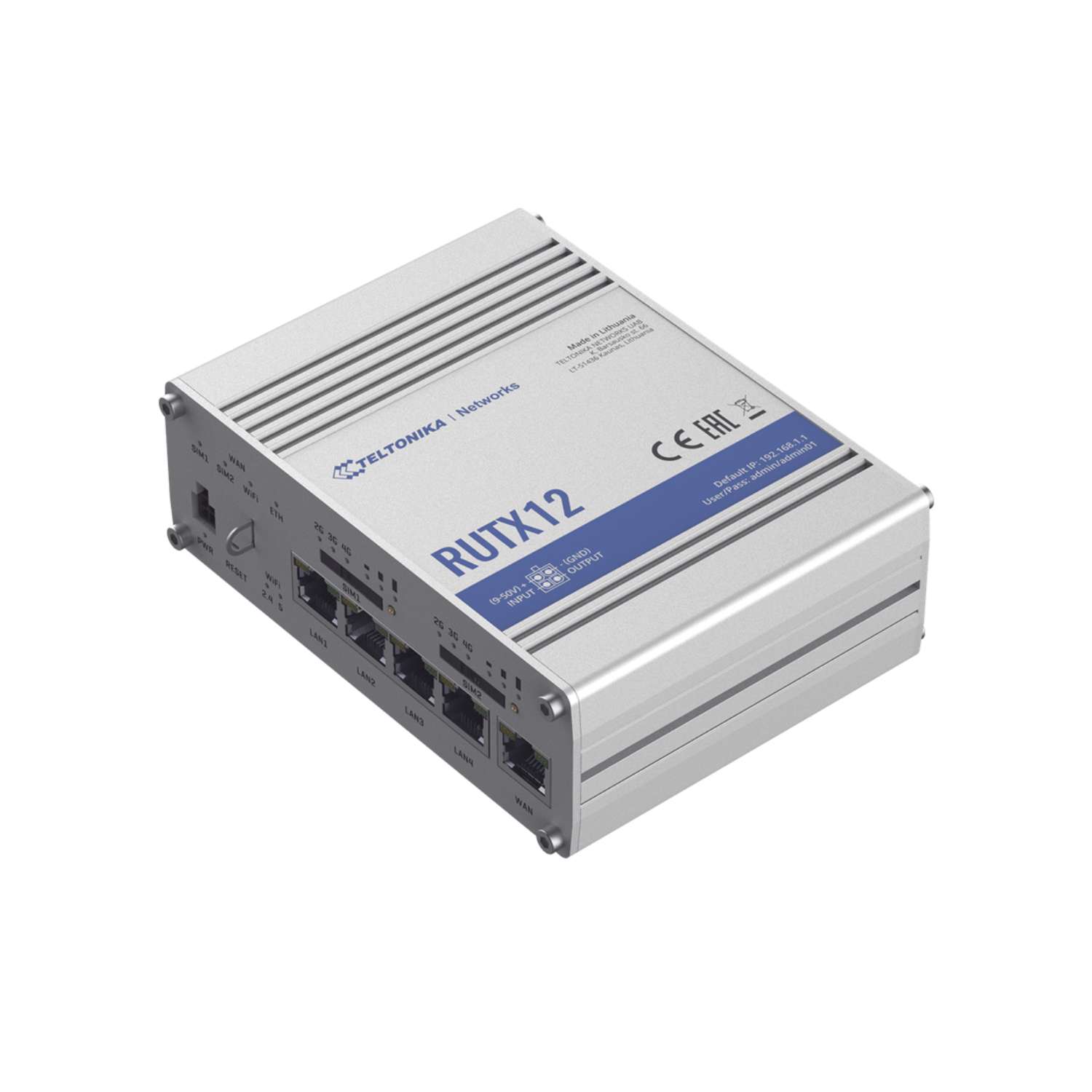 ROUTER TELTONIKA INDUSTRIAL LTE (4.5G) CAT 6, DOBLE MODEM Y DOBLE SIM, GNSS, CARCASA INDUSTRIAL, RUTX12