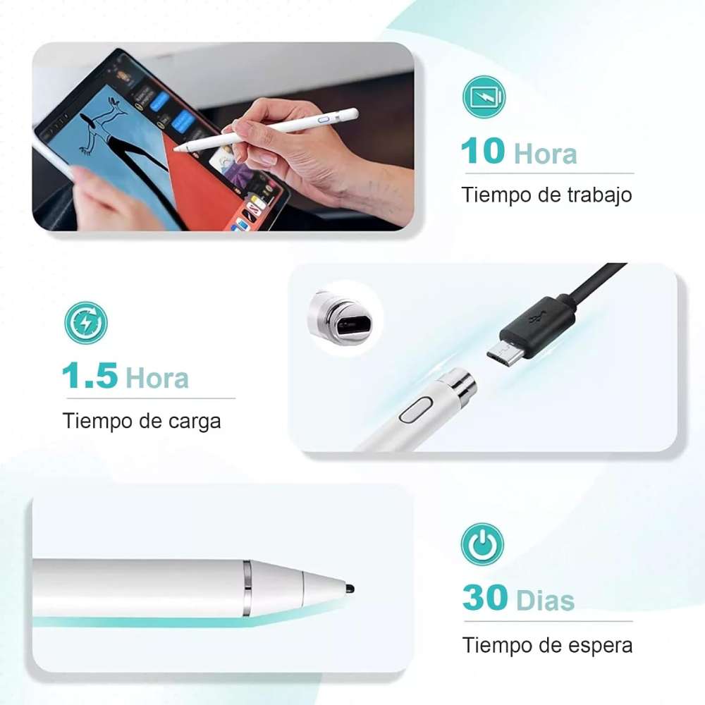 STYLUS PEN UNIVERSAL, 2 EN 1 LÁPIZ STYLUS CAPACITIVO, PUNTA ULTRA FINA, PENCIL PARA IPAD APPLE, HUAWEI, XIAOMI, SAMSUNG Y OTROS DISPOSITIVOS ELECTRÓNICOS - Image 5