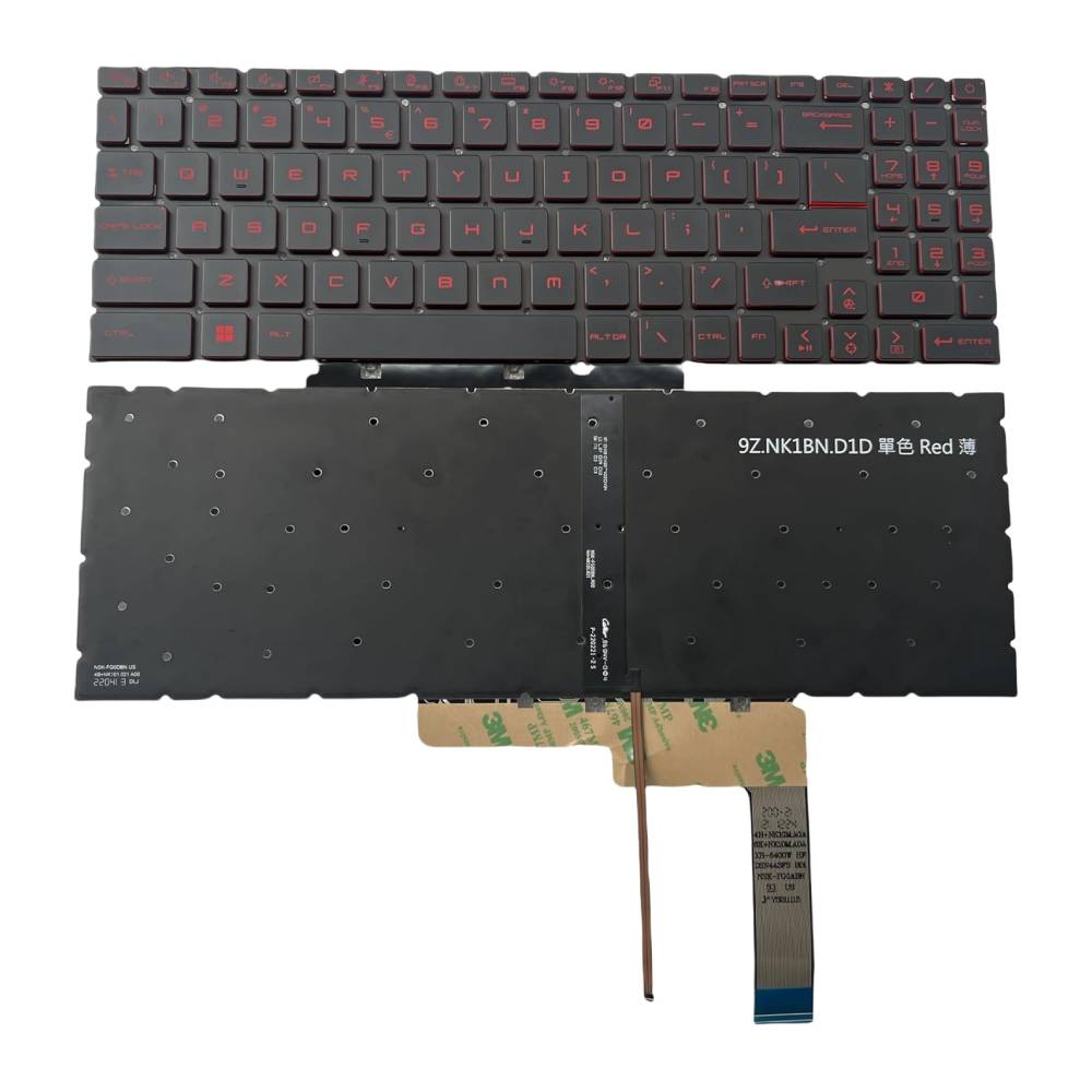TECLADO DE REPUESTO PARA PORTÁTIL MSI KATANA GF66, GF76, PULSE GL66, GL76, MS-1582, MS-1583, MS-17L1, MS-17H3 SERIES, CON TECLADO RETROILUMINADO CON LETRAS ROJAS Y DISEÑO DE EE. UU