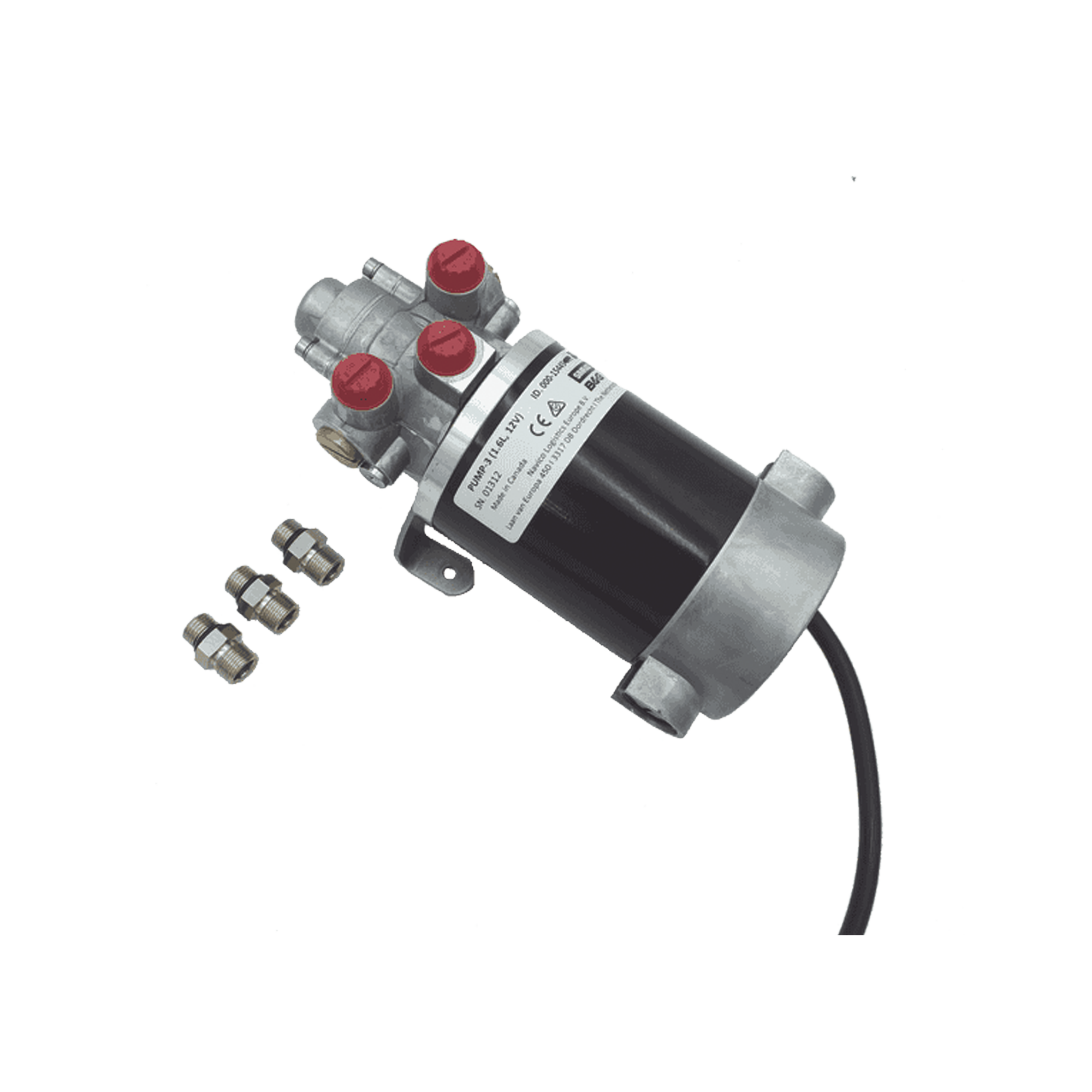 SIMRAD 000-15445-002 Bomba Hidráulica Reversible PUMP-3, 12V DC, Flujo 1.6L (98 cu.in) por Minuto, Cilindro 160-550 cc (9.8 – 33.5 cu.in), Conexiones ORB, Incluye 3 Adaptadores ORB-5 a 9/16 UNF, Compatible con SteadySteer