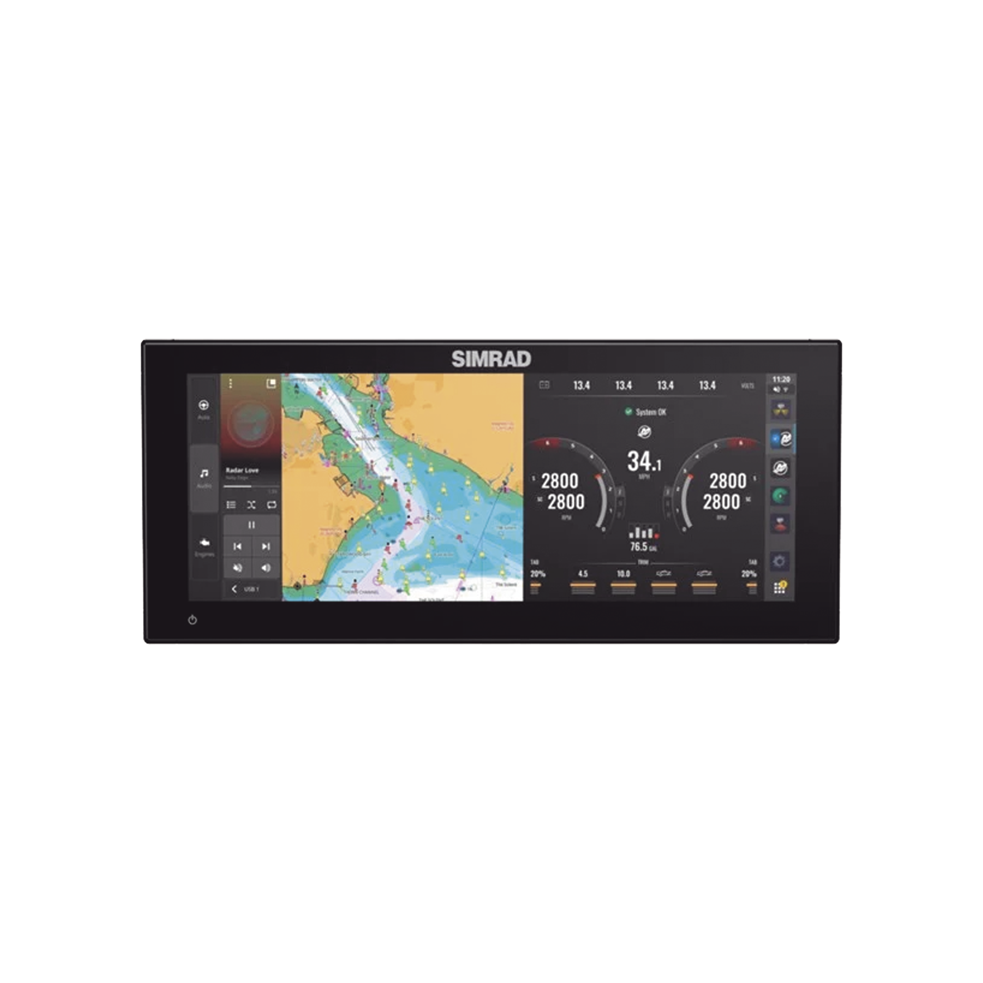 SIMRAD 000-16215-001 Pantalla Ultrawide NSX ULTRAWIDE de 12 pulgadas, Pantalla SolarMAX™ IPS HD, Integración con Mercury® y CZone®, Sonar Active Imaging™, Compatibilidad con C-MAP® X-Gen Charts, NMEA 2000®, Ethernet y USB