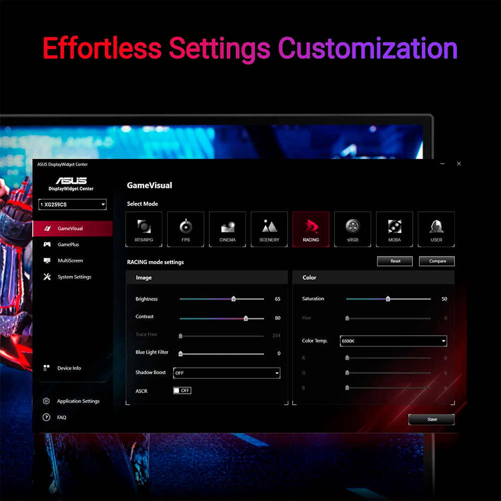 Monitor Gamer ASUS ROG Strix XG259CS, 24.5", 180Hz, 1ms, Fast IPS, FHD, Extreme Low Motion Blur Sync, G-SYNC, AI Gaming, XG259CS - Image 5