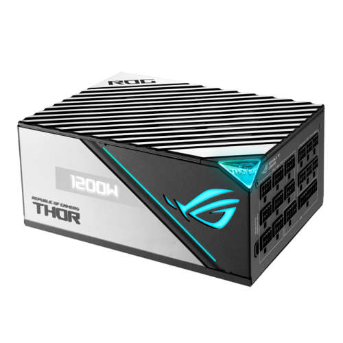 Fuente de alimentación ASUS ROG Thor Platinum II, 1200 W, Ventilador de doble rodamiento de bolas/ Totalmente modular, 80+ platino, iluminación RGB, Visualización OLED, ROG-THOR-1200P2-GAMING, PROMOASUS