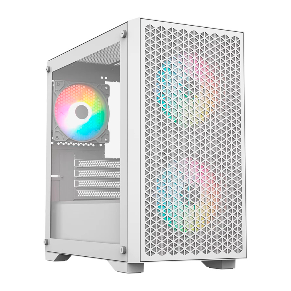 Gabinete Balam Rush Carbono Aircool 4000A, Mini-Tower, Micro-ATX/Mini-ITX, USB 3.0, Sin Fuente, 3 Ventiladores ARGB Instalados, Blanco, BR-938860