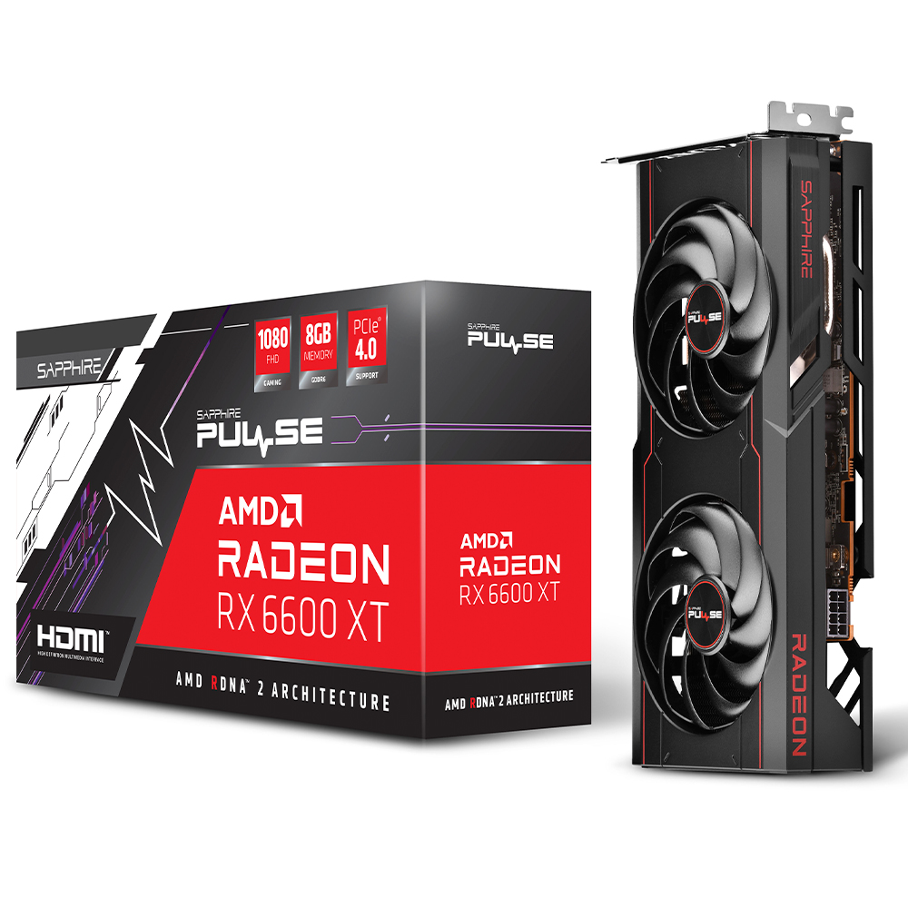 Tarjeta de video Radeon RX 6600 XT 8GB GDDR6, Sapphire Pulse, HDMI, DP/ PCI-e 4.0, Nuevo Chip RDNA 2, 11309-03-20G, 1 AÑO DE GARANTIA NACIONAL