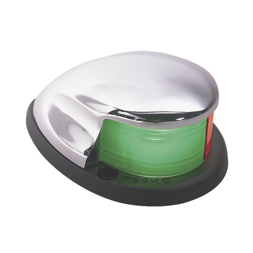PERKO 0227-DP0-CHR Luz Bi-Color de Montaje Horizontal con Carcasa Cromada para Embarcaciones a Motor Menores de 20 Metros