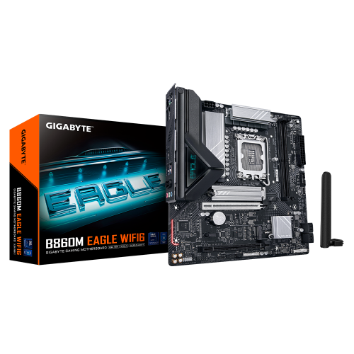 Tarjeta Madre Gigabyte B860M EAGLE WIFI6E, Micro-ATX, LGA 1851, Intel B860, Up to 256GB DDR5, HDMI/DP, B860M EAGLE WIFI6