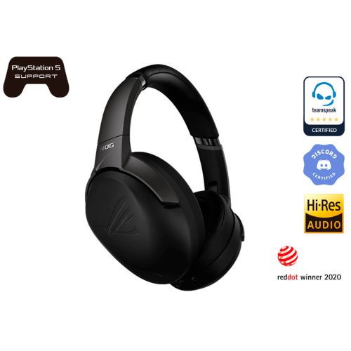 Diadema Gamer Asus ROG Strix Go BT, Micrófono con cancelación de ruido AI, Audio de alta resolución, Cancelación activa de ruido, Bluetooth, 0.138 in, compatible con laptop, PS5, Nintendo Switch y dispositivos inteligentes, ROG STRIX GO BT