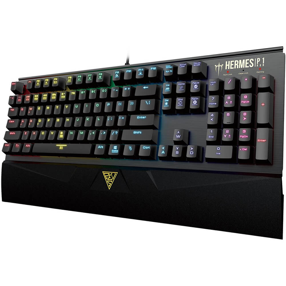 Teclado Gamer Mecanico Gamdias Hermes P1 RGB Black, Alambrico, Led RGB, Switch Blue