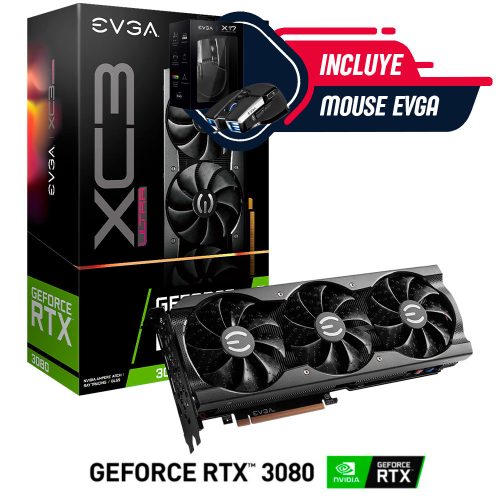 Tarjeta de Video Nvidia GeForce RTX 3080, EVGA XC3 ULTRA GAMING, 10G-P5-3885-KL, 3 AÑOS DE GARANTIA, ¡GRATIS MOUSE EVGA X17!