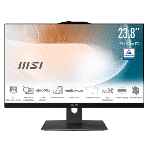 All-In-One MSI MODERN AM242, 23.8", FHD, Intel Core 3-100U, 8GB RAM, SSD M.2 NVMe 512 GB, Windows 11 Home, Negro, MODERN AM242TP 1M-1099US, PROMSI