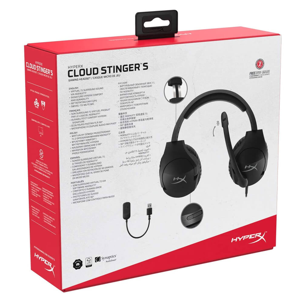 Diadema HyperX Cloud Stinger S 7.1 Canales con Microfono Alambrica Negro 1x3.5mm - 2x3.5mm y USB 7.1 GENUITY, PC, LAP, CONSOLAS, SMARTPHONE HHSS1S-AA-BK/G - Image 5