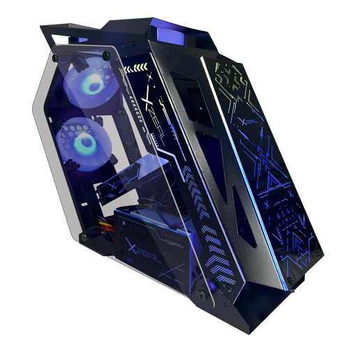 Gabinete Gamer XZEAL IR02, Micro ATX/Mini ITX, 4 Ventiladores ARGB, Cristal Templado, ARGB, No incluye Fuente, XZGAIRRGBB
