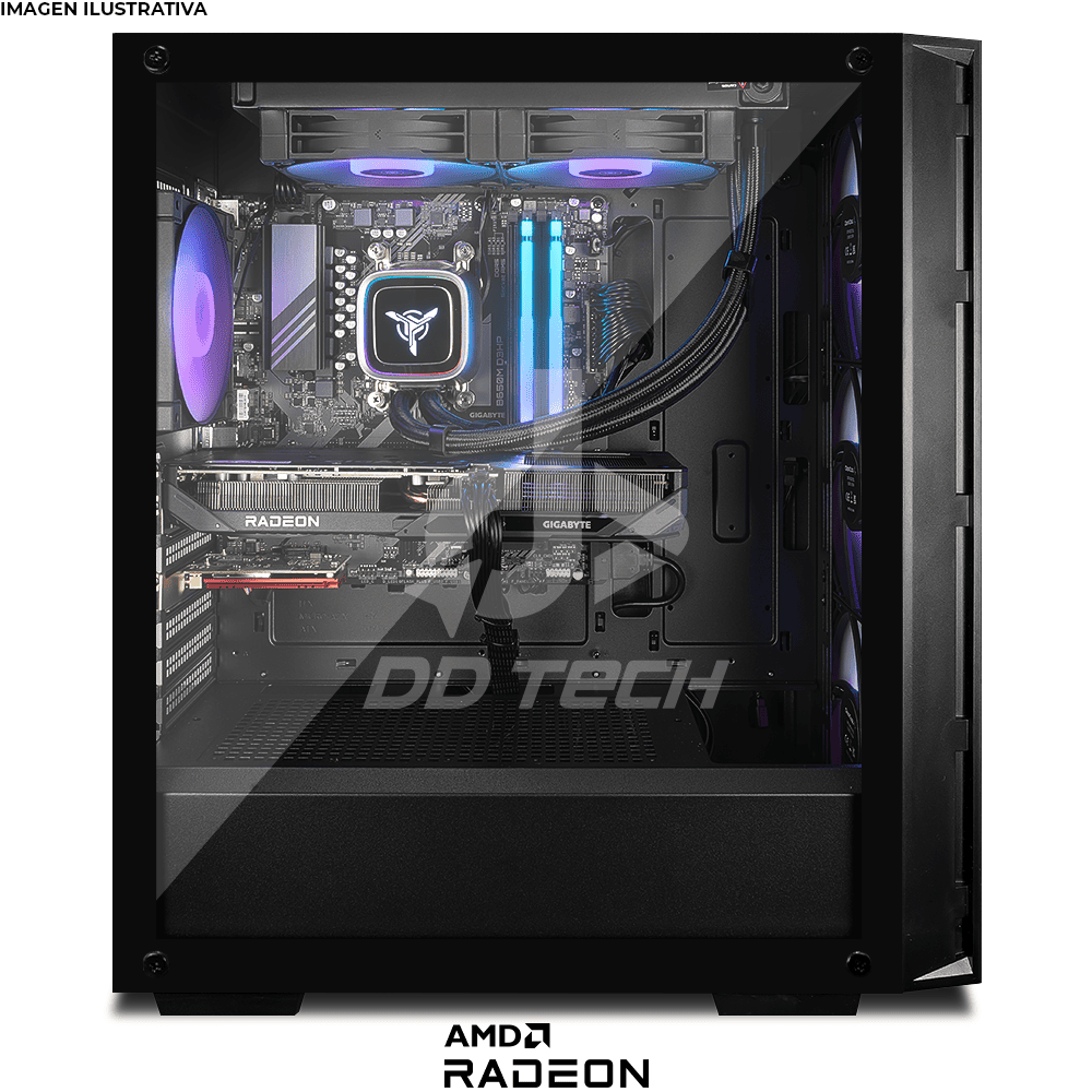 Computadora PRIDE GAMING VIPER PRO V2, AMD RADEON RX 9060 XT 8GB, AMD Ryzen 7 7700X, 32GB RAM, 1TB M.2 NVME, 750W 80+ BRONZE, INCLUYE WIFI Y BT - Image 3