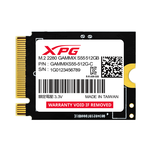 Unidad de Estado Sólido XPG GAMMIX S55 NVMe, 512GB PCI Express 4.0, M.2, SGAMMIXS55-512G-C /MAX. 1 X CLIENTE