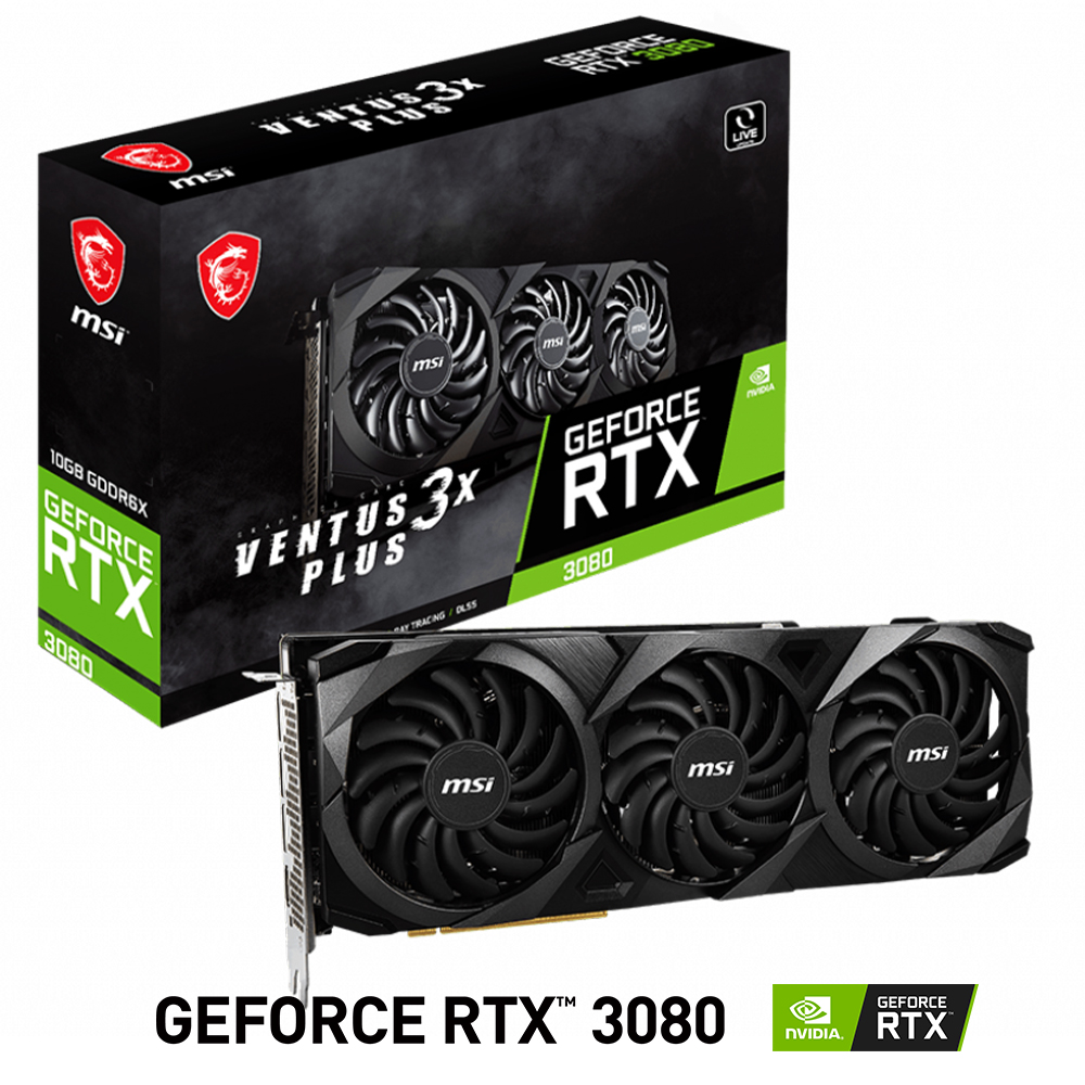 Tarjeta de Video Nvidia GeForce RTX 3080 10GB, MSI VENTUS 3X PLUS, 912-V389-263, 1 AÑO DE GARANTIA NACIONAL