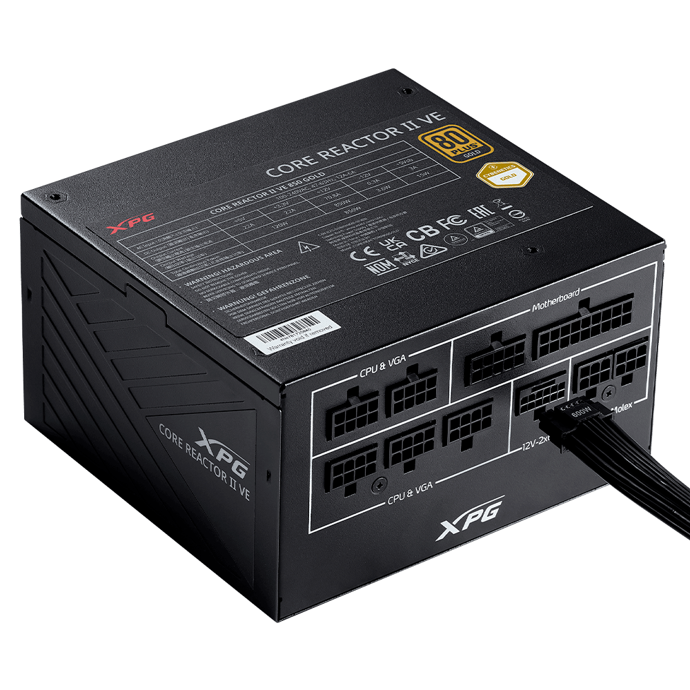 Fuente de Poder XPG CORE REACTOR II VE, 650W, 80+ Gold, Modular, 24-pin ATX, 120mm, COREREACTORIIVE650G-BKCUS