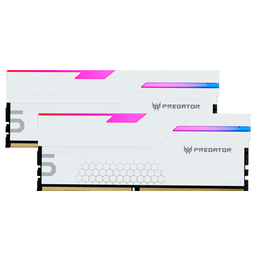 Memoria RAM Acer Predator Hermes RGB DDR5, 7200MHz, 48GB (2x24GB), ECC, XMP 3.0, White, BL.9BWWR.447, NEWB2 /MAX. 1 X CLIENTE