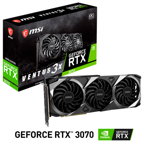 Tarjeta de Video Nvidia GeForce RTX 3070 8GB, MSI VENTUS 3X OC LHR, 912-V390-273, 3 AÑOS DE GARANTIA NACIONAL