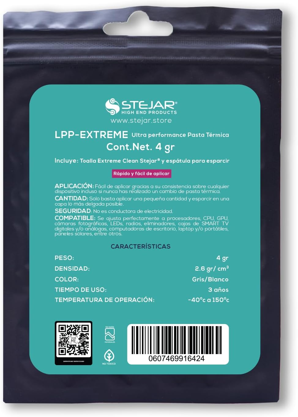 Pasta Térmica Stejar LPP-Extreme 4gr, Alta Calidad, Compatible con GPU, CPU, Consolas, ENST010 - Image 2