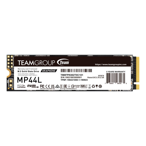 Unidad de Estado Sólido SSD Team Group MP44L NVMe, 2TB, PCI Express 4.0, M.2, TM8FPK002T0C101 TEAMGROUP /MAX. 1 X CLIENTE