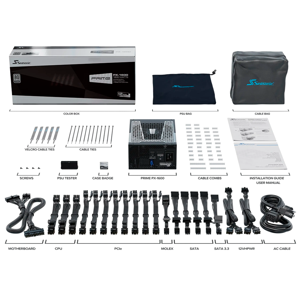 Fuente de Poder Seasonic Prime PX-1600, 1600W 80+ Platinum, ATX 3.1, Completamente modular, Bajo ruido, Condensador japonés premium, PRIME PX-1600 - Image 5