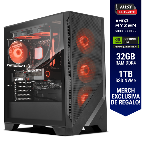 Computadora ULTIMATE PC KNIGHT, POWERED BY MSI, RTX 5060 Ti 8GB GDDR7, AMD Ryzen 7 5700X, 32GB RAM, 1TB SSD M.2 PCIe Gen4, 750W 80+ BRONZE, WiFi y Bluetooth, Licencia Windows 11 de regalo, MSIULT, RTXS50