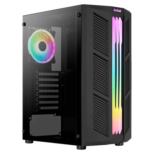 Gabinete Aerocool Prime ARGB, Negro, Cristal Templado, ATX, USB 3.0, HD Audio, Incluye 1 ventilador ARGB, PRIME-G-BK-V2