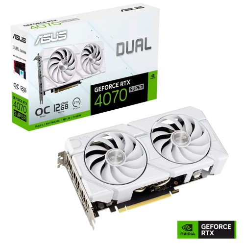 Tarjeta de Video ASUS NVIDIA Dual GeForce RTX 4070 SUPER EVO White OC, 12GB 192-bit GDDR6X, PCI Express 4.0, DUAL-RTX4070S-O12G-EVO-WHITE