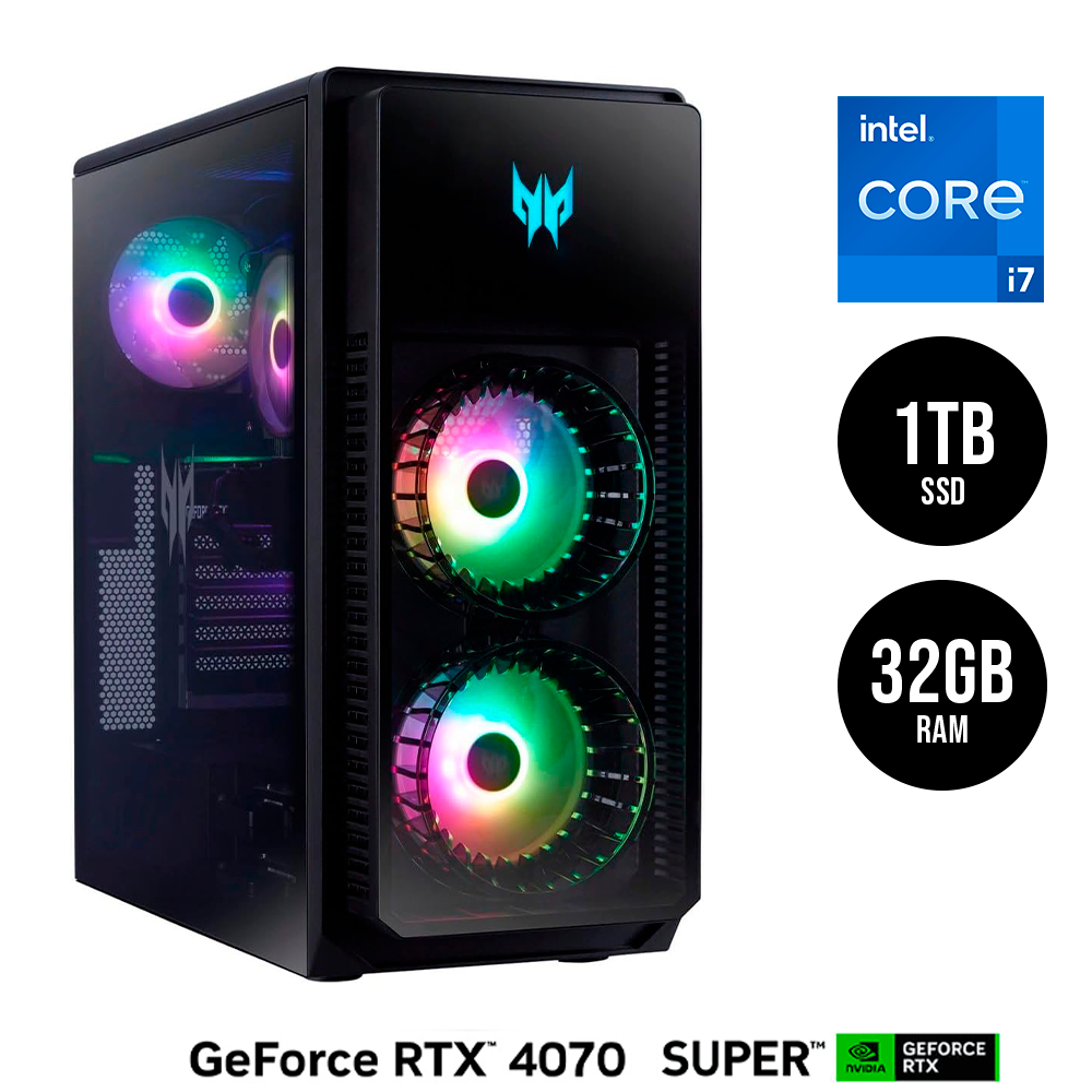 Computadora PREDATOR ORION 5000, NVIDIA GeForce RTX 4070 Super, Intel Core i7-14700F, 32GB RAM, 1TB SSD /
