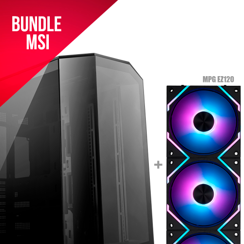 BUNDLE MSI Gabinete MSI MAG PANO 100LPZ, Cristal, ATX-Micro-ATX/ITX, MAG PANO 100L PZ Black, Compatible Con Tarjetas Madre PROJECT ZERO + Kit 3 Ventiladores MSI MPG EZ120 ARGB, 3X120mm, ARGB LED, 0~1900 RPM, Black