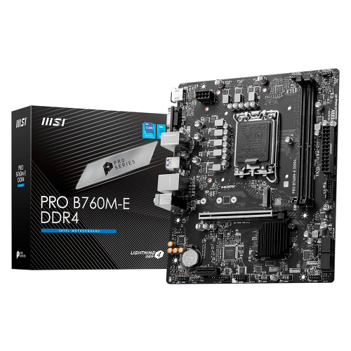 Tarjeta Madre MSI Pro B760M-E DDR4, LGA1700, Micro-ATX, DDR4 Memory Boost 4800+MHz/OC, PCIe 4.0 x16, Ranura M.2 Gen4, B760M-E DDR4, PROMSI