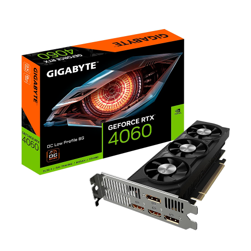 Tarjeta de Video Gigabyte GeForce RTX 4060 OC, Low Profile, 8G, 3 ventiladores WINDFORCE, 8 GB 128 bits GDDR6, GV-N4060OC-8GL