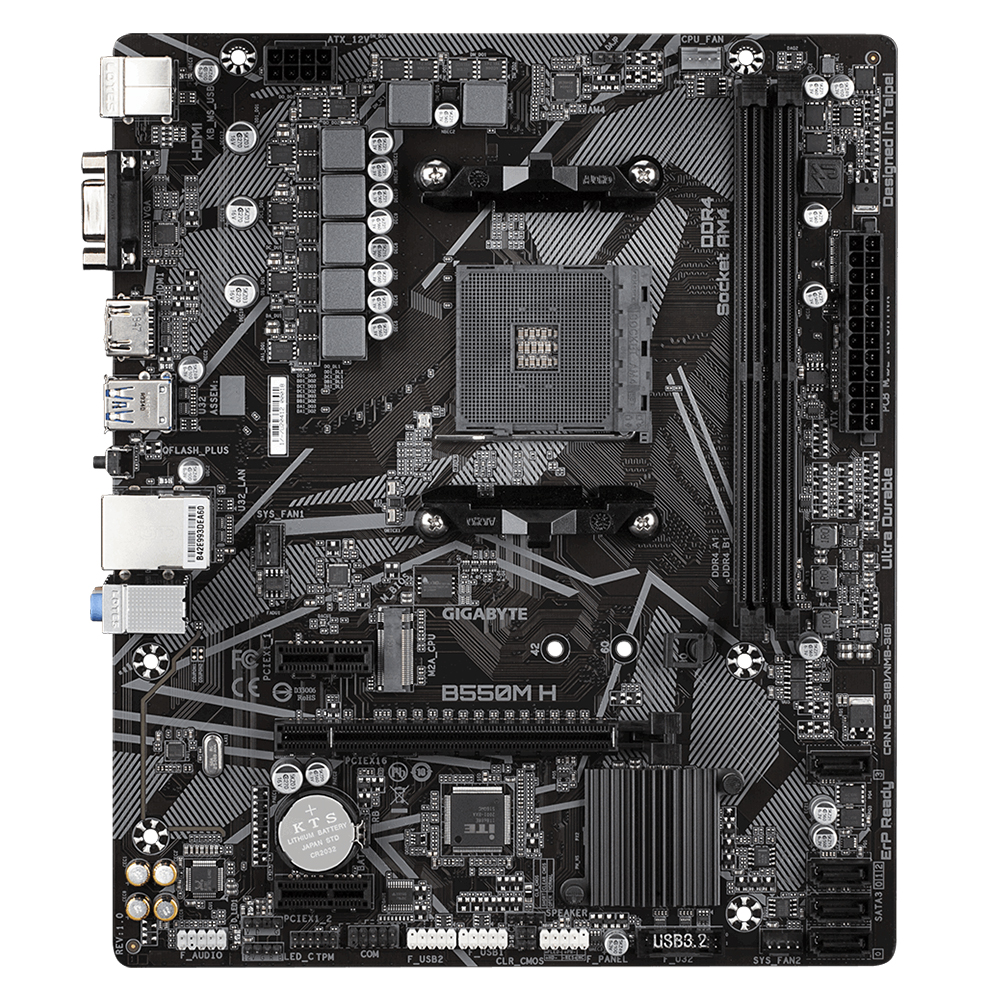 Tarjeta Madre Gigabyte B550M H, AM4, AMD RYZEN 3000 SERIES, Micro ATX - Image 2