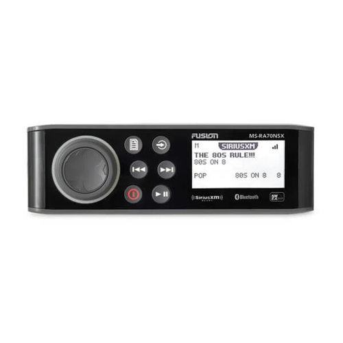GARMIN 10-01516-30 Sistema de Audio Marino MS-RA70, Pantalla LCD Monocroma 2.6″, Tecnología Multi-Zone™? 2 Zonas, Potencia Pico 200 W, Bluetooth® y ANT®, Compatible con SiriusXM y DAB+, IPX7, USB para Actualizaciones