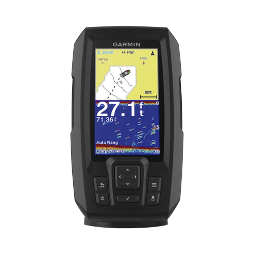 GARMIN 10-01870-00 Fishfinder STRIKER™ Plus 4 con GPS Integrado, Pantalla QSVGA 272 x 480 píxeles, Frecuencias 50-200 kHz, Potencia 200 W RMS, Tecnología de Ganancia Automática, Sensor de Temperatura, Resistencia al Agua IPX7