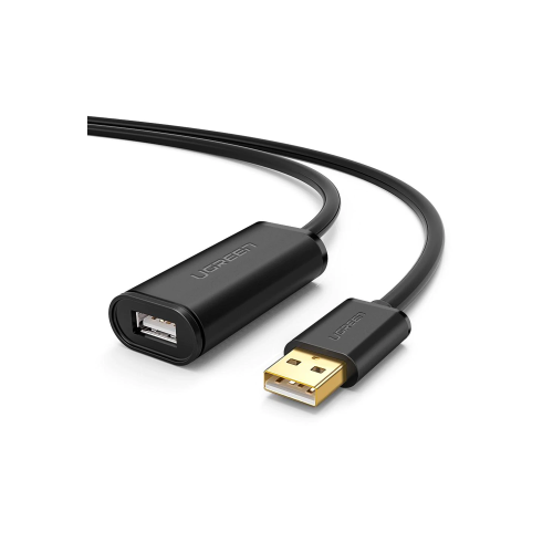 UGREEN 10319 Cable de Extensión Activo USB 2.0, 5 Metros, Macho-Hembra, Booster individual FE1.1S incorporado, Velocidad de hasta 480 Mbps, Ideal para impresoras, consolas , Webcam, etc.