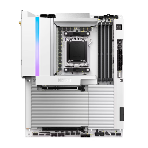 Tarjeta Madre NZXT N9 X870E, AMD AM5, ATX, Wi-Fi 7, PCIe 5.0, 1 PCIe 4.0 M.2, Cubierta Completa, RGB, Blanco, N9-X87XT-W1