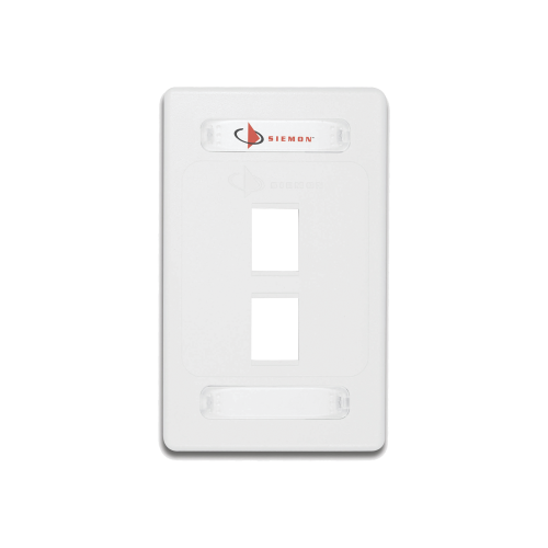 SIEMON 10GMX-FPS02-02 Placa de Pared Modular 10G MAX de 2 Salidas, Color Blanco