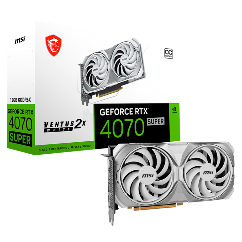 Tarjeta De Video MSI Geforce RTX 4070 Super 12GB Ventus 2X White OC, 12GB GDDR6X, PCI Express® Gen 4, 912-V513-642, 912-V513-642