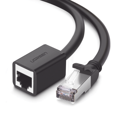UGREEN 11282 Cable de Extensión Cat6 RJ45 F/UTP, Macho a Hembra, 3m, Método de conexión 568B, Velocidad de transmisión 1000Mbps, Ancho de banda del canal 250MHz /Caja de Cobre, Negro