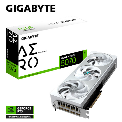 Tarjeta de Video GIGABYTE NVIDIA GeForce RTX 5070 AERO OC Edition, 12GB, 192-bit GDDR7, PCI Express 5.0, GV-N5070AERO OC-12GD