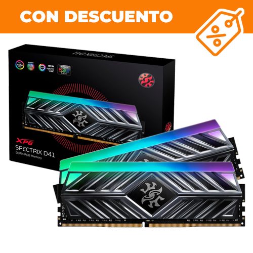 Memoria RAM DDR4 16GB 3600MHz XPG D41 RGB - Aura Sync - 2X8GB Negra - AX4U360038G18A-DT41 /MAX. 1 X CLIENTE