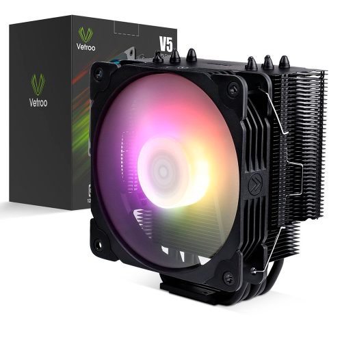 Disipador para CPU Disipador y Ventilador Led para Procesador Vetroo V5 Black RGB - 120mm X1 Intel y AMD, VT-CPU-V5-BK /